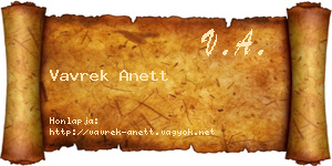 Vavrek Anett névjegykártya